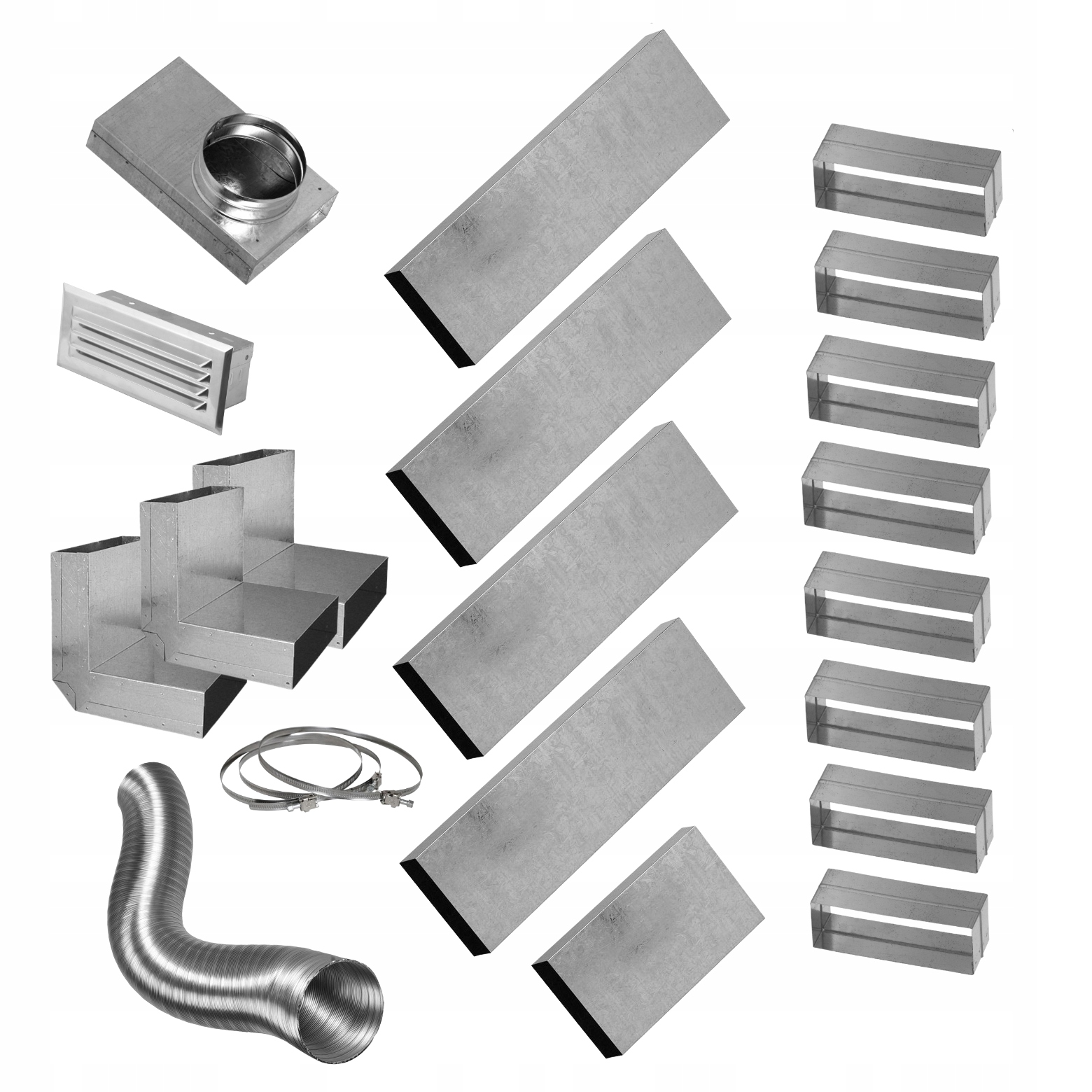 ZESTAW PODŁĄCZENIE DOLOTU do wkładu kominkowego fi 125 , KANAŁY PŁASKIE