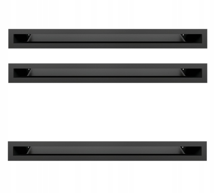 Kratka kominkowa LUFT prosty czarny 6x60 Z ŁĄCZENIAMI - KOMPET 3szt