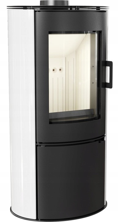 Piec stalowy kaflowy koza KRATKI AB S/DR Ø 150 8 kW biały kafel