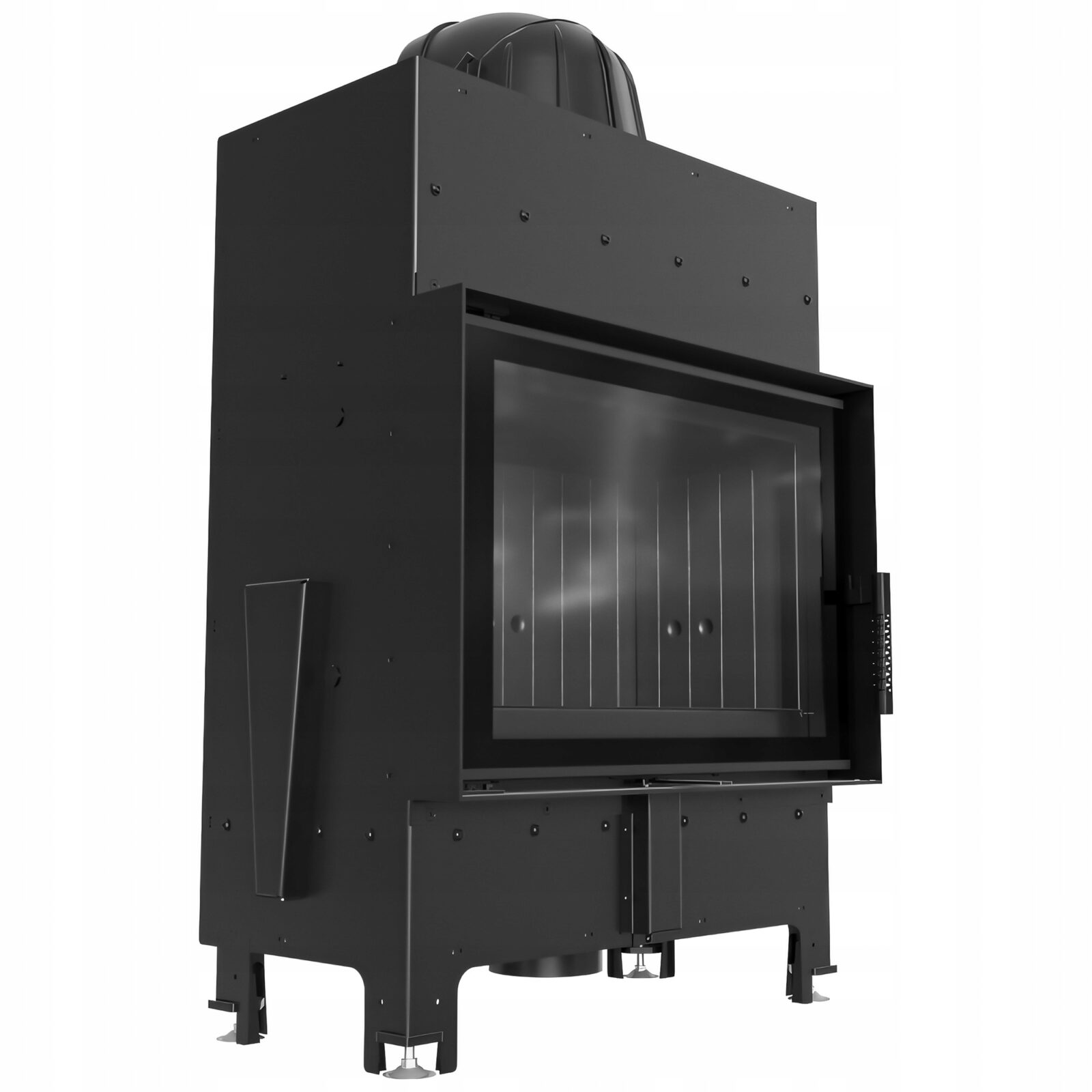 Kominek powietrzny stalowy FLOKI BLACK 8 kW Ø 160 czarne wyłożenie + GRATIS