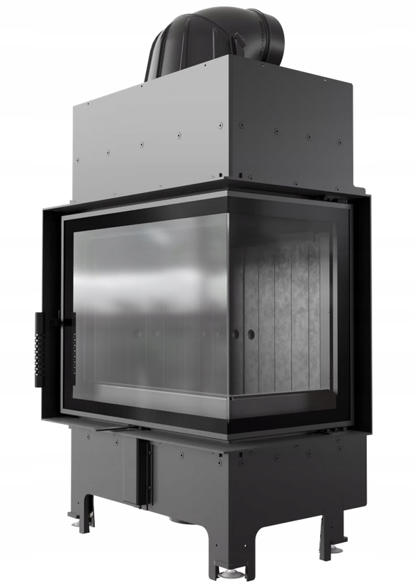 KOMINEK POWIETRZNY STALOWY FLOKI PRAWY 8 KW Ø 160 BLACK narożny czarny