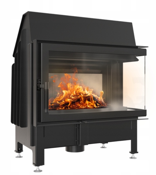 Kominek Wkład Kominkowy KRATKI ZIBI Prawy 11 kW fi 180 narożny Rekuperacja