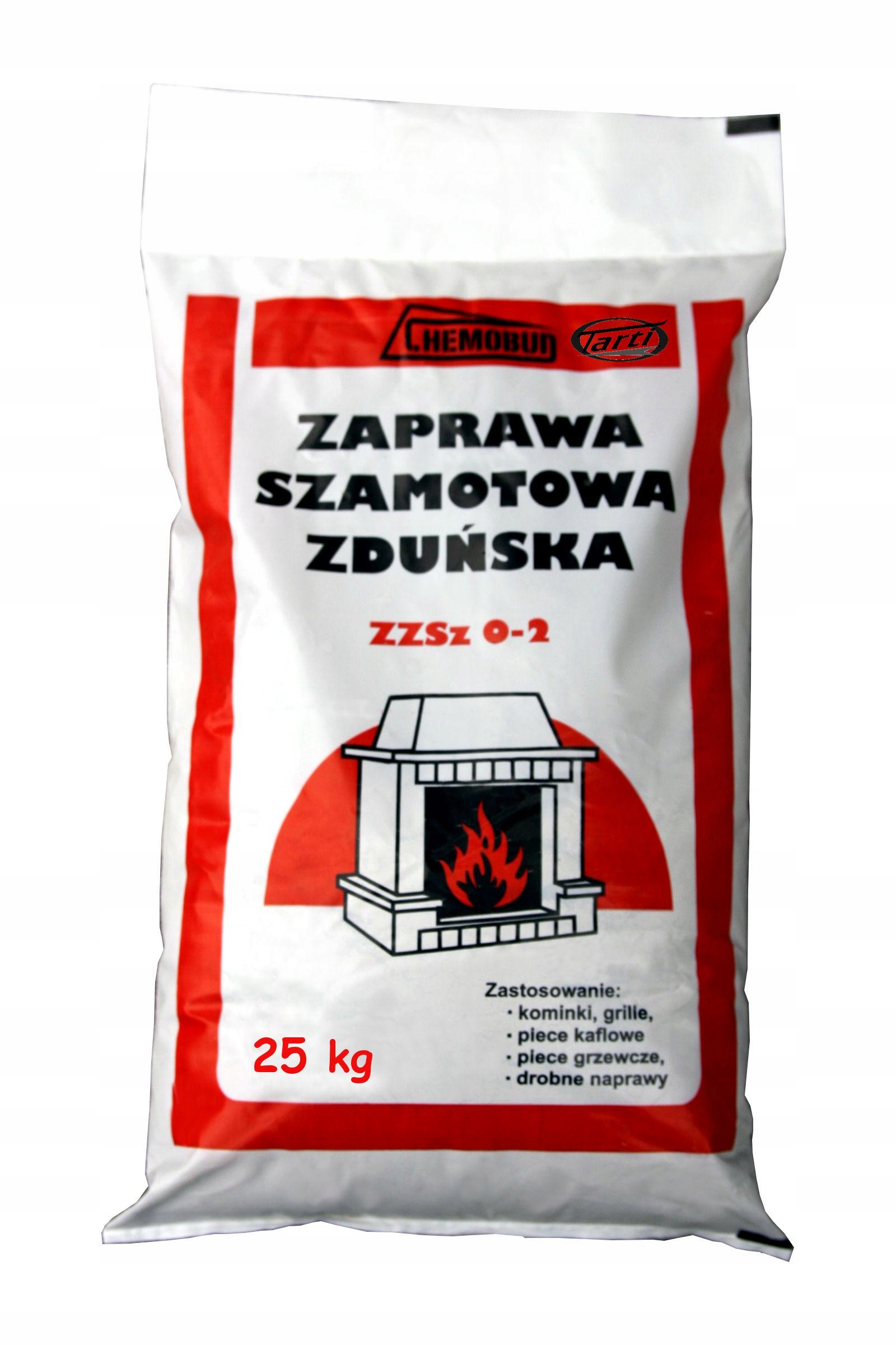 Zaprawa szamotowa zduńska do pieców kominków 25kg czerwona glina piec komin