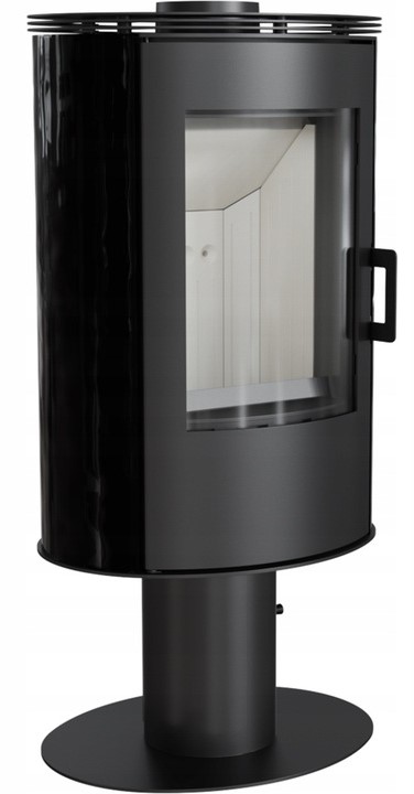 PIEC KAFLOWY CZARNY KOZA NA NODZE OBROTOWY AB