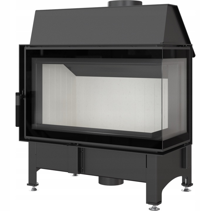 Kominek powietrzny stalowy narożny ZIBI prawy BS 11 kW Ø 180 szyba DECO