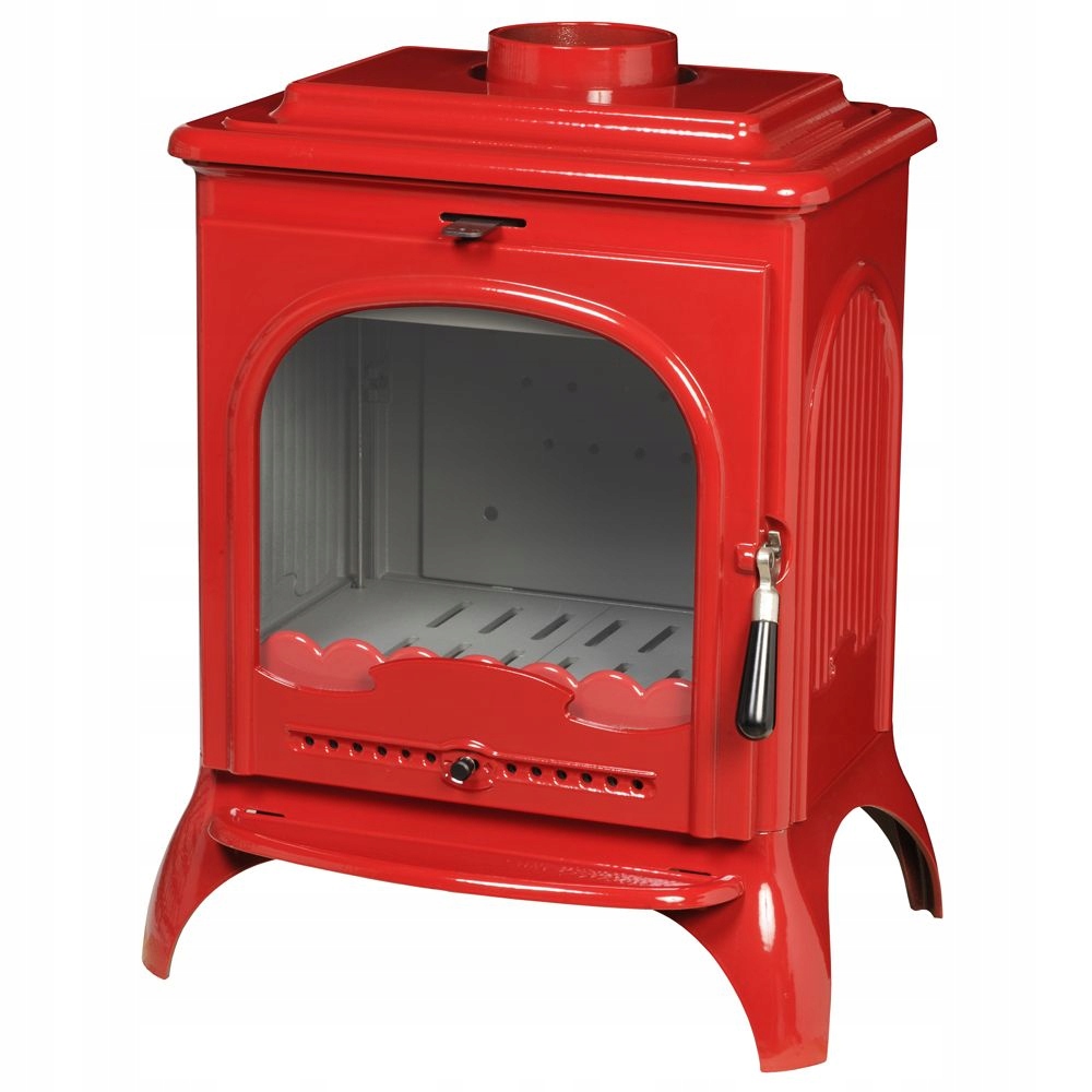 Piec wolnostojący żeliwny INVICTA SEVILLE emalia czerwona, koza żeliwna 7kW