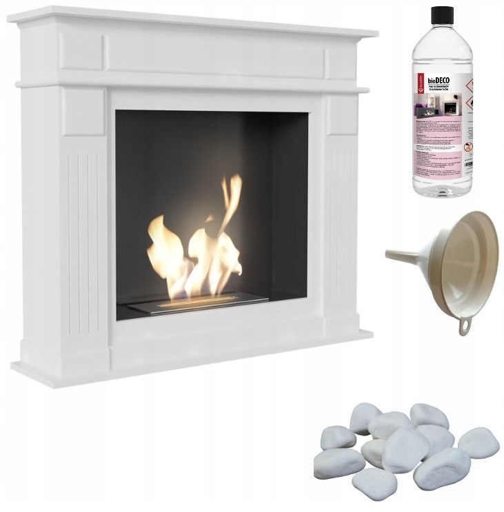 Biokominek portalowy NOVEMBER biały certyfikat TUV +ZESTAW