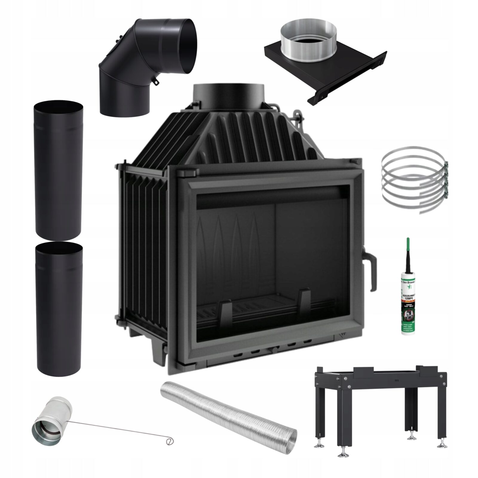 Wkład kominkowy EKO MAJA 8 kW fi 200 powietrzny żeliwny ZESTAW Z DOLOTEM