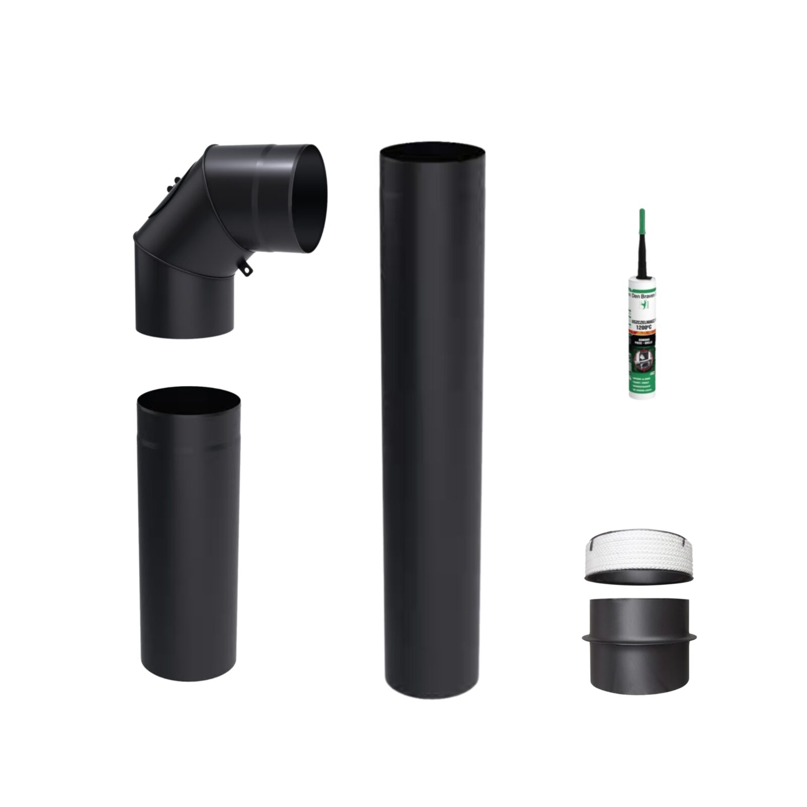 Zestaw przyłączeniowy rury, kolano, do komina fi 180/180