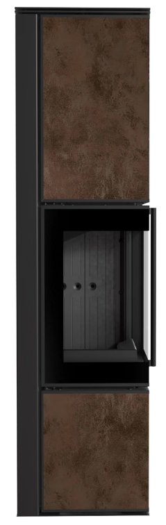 Piec stalowy koza TORA/L spiek OXIDE MORO czarne wyłożenie Z DOMYKANIEM