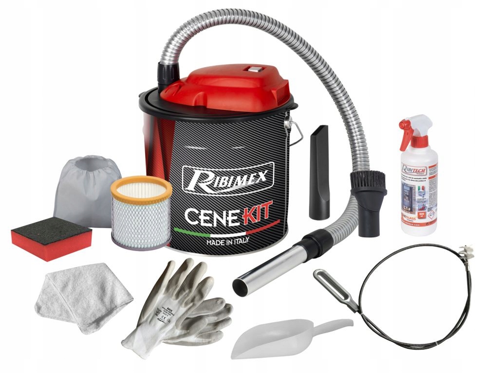 Odkurzacz kominkowy CENEKIT 18 l + akcesoria do czyszczenia kominków