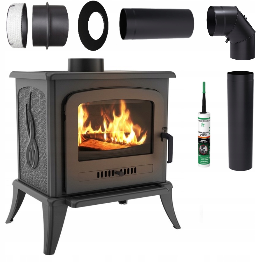 Piec wolnostojący żeliwny koza K7 fi130 Z ZESTAWEM