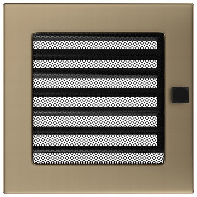 KRATKA KOMINKOWA ZŁOTO GALWANICZNE z ŻALUZJĄ 17x17