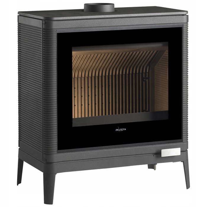 Piec żeliwny INVICTA KAZAN GA fi 150 9kW czarne zdobienie szyby antracyt