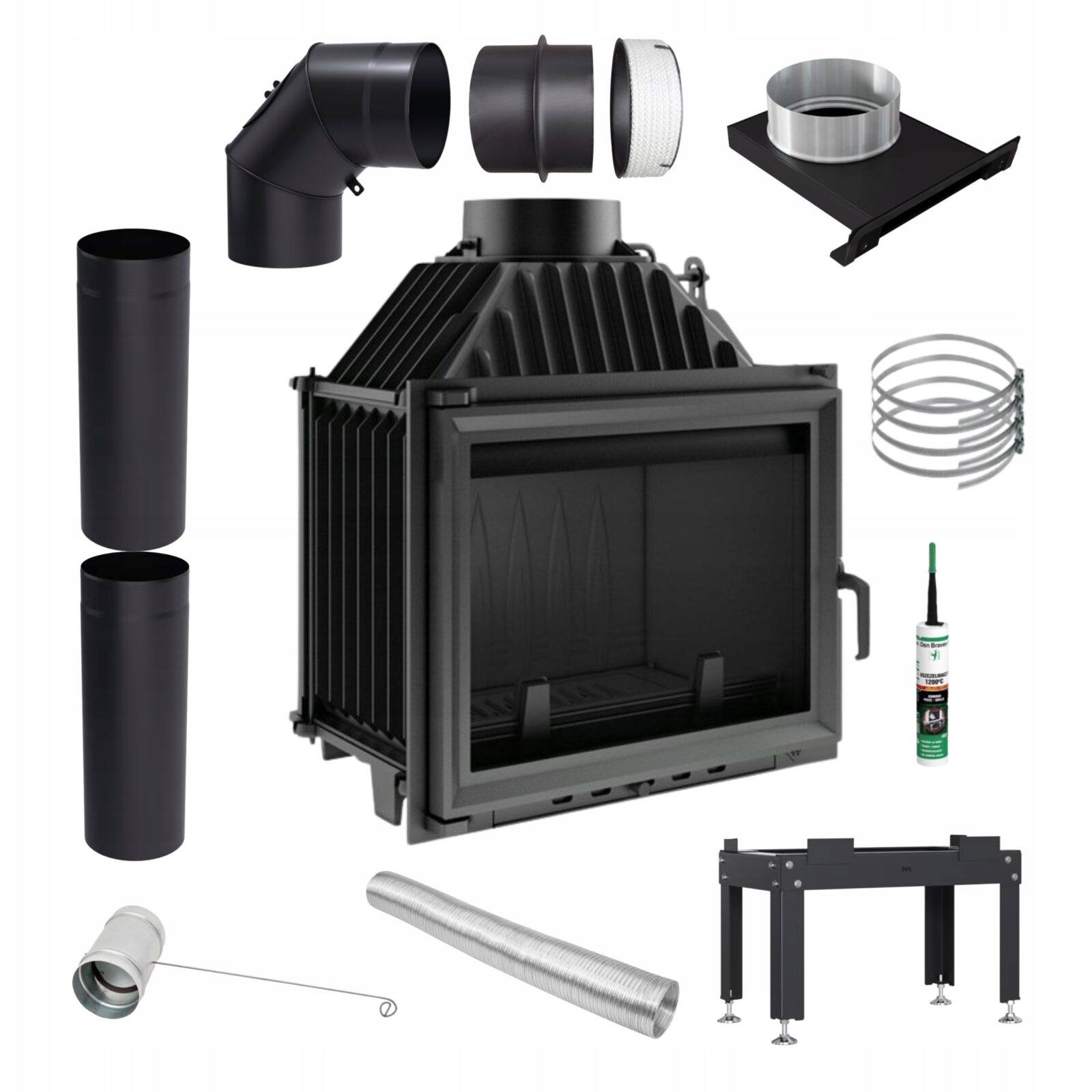 Kominek powietrzny żeliwny MAJA 8 kW fi 180 ZESTAW Z DOLOTEM