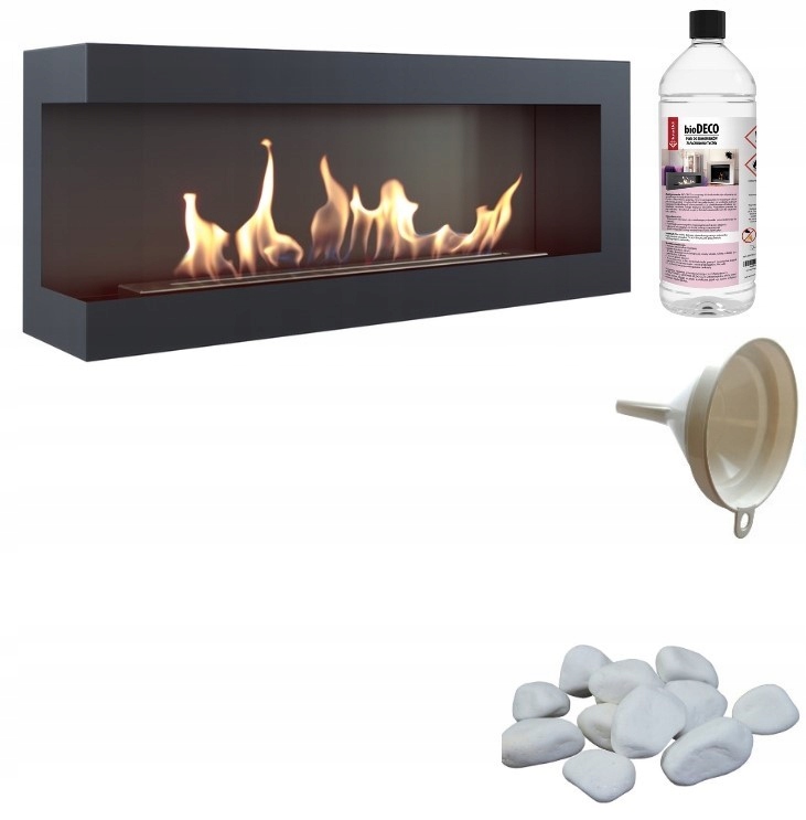 Biokominek wiszący narożny DELTA lewy 120 cm certyfikat ZESTAW zapach owoce