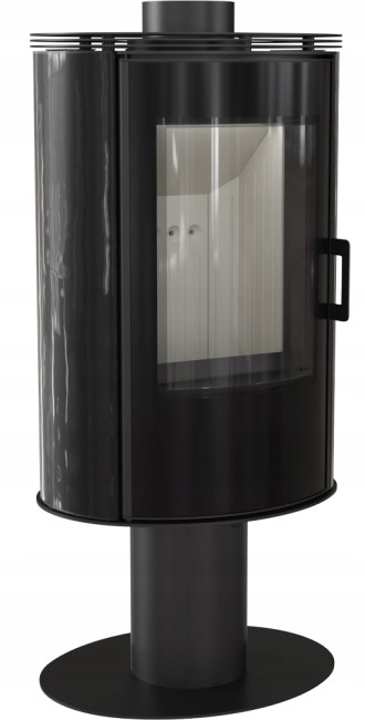 Piec stalowy kaflowy koza obrotowy AB S/N/O/DR/GLASS Ø 150 8 kW czarny