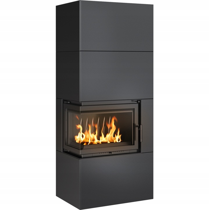 Kominek powietrzny Simple Box 8 kW fi 200 Black LEWY - GOTOWA ZABUDOWA