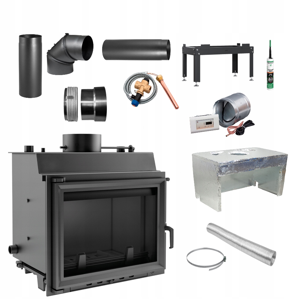 Wkład MAJA 12 z Płaszczem Wodnym z zestawem przyłączeniowym. komin fi 180