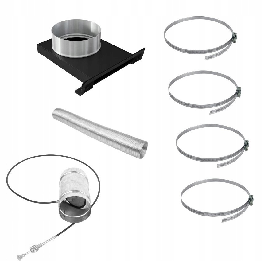 ZESTAW DOLOT POWIETRZA DO WKŁADÓW ŻELIWNYCH z przepustnicą z cięgłem fi 125