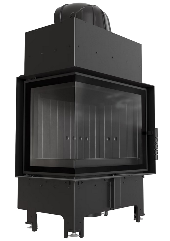 Wkład kominkowy FLOKI LEWY 8 KW Ø 160 BLACK KOMINEK narożny